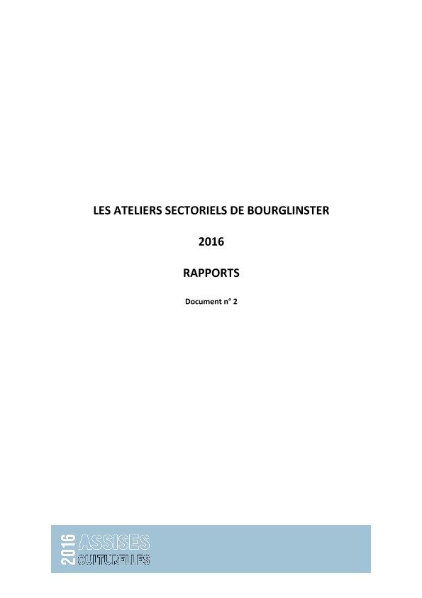  Rapports des ateliers sectoriels de Bourglinster 2016 