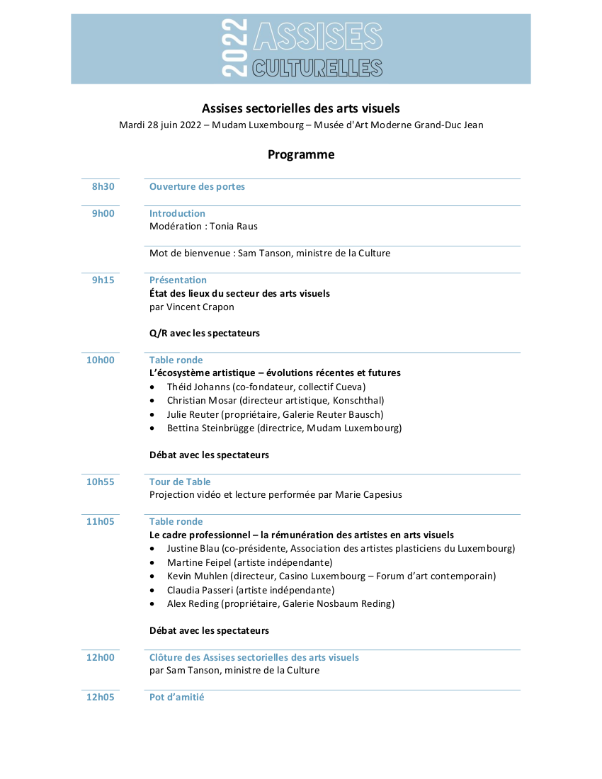 Invitation Aux Assises Des Arts Visuels Kep Kulturentwecklungsplang 18 28 Luxembourg Invitation Aux Assises Des Arts Visuels Kep Kulturentwecklungsplang 18 28 Luxembourg